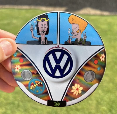 $5 • Buy Beavis And Butthead! Hippie Themed! Vw Bug VW Split Window Bus Vinyl Sticker!