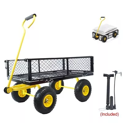 Heavy Duty Garden Wheelbarrow Wagon Cart Truck Yard Lawn Utility Outdoor Steel • $105.99