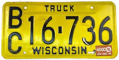 1980 Vintage License Plate Wisconsin Truck Decor Man Cave Garage Wall Collectors • $19.95