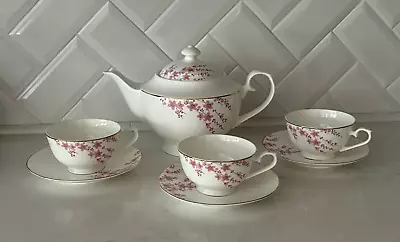 8 Pc~TEAVANA  Sakura Cherry Blossom  Teapot Set~Bone China~White/Pink/14K • £154.40