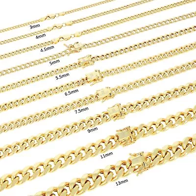 10K Yellow Gold 3mm-13mm Miami Cuban Link Necklace Chain Or Bracelet 7 -30  • $246.98