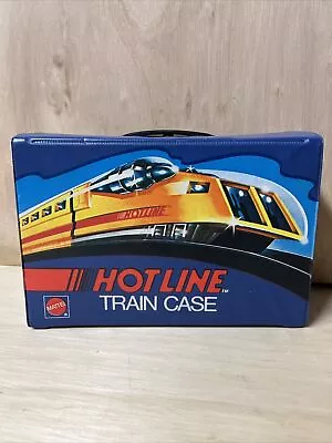 VTG 1970 Mattel Hotline Blue Plastic Train Case W/4 Trains/Cars & Trays  #5845 • $130