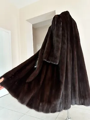 Genuine REAL Mink FUR Coat Jacket 1201010 Size M NEW Dark Brown Color LONG • $900