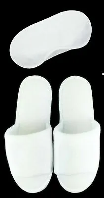 £3.39 • Buy White Spa Open Toe Slippers With Sleep Mask - Hotel Wedding Dance 
