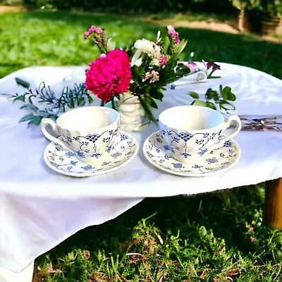 Vintage Set Of Two Cups And Saucers Myott Staffordshire Finlandia Tea For Two! • $24.95