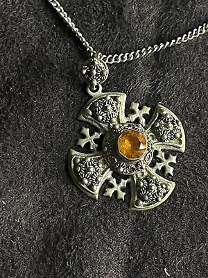 950 Silver Jerusalem Maltese Crusader Cross Pendant Necklace • $150