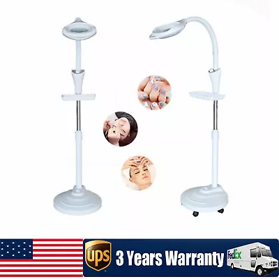 16X Diopter LED Facial Magnifying Floor Stand Lamp Lens Light Magnifier W/ Wheel • $23.75