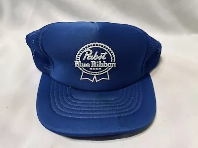 Pabst Blue Ribbon PBR Trucker Hat Vintage Blue SnapBack Adjustable Size USA Made • $7.30