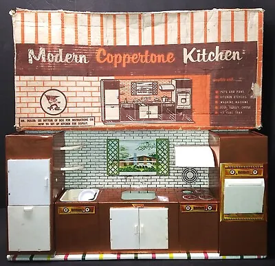 1960s Children’s Toy MODERN COPPERTONE KITCHEN PLAYSET Dealer/store Display Box • $75