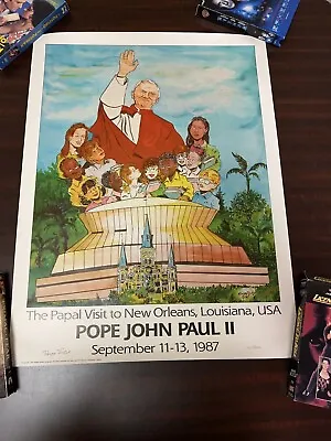 VTG 1987 POPE JOHN PAUL II ARCHDIOCESE OF NEW ORLEANS POSTER Signed Numbered (a) • $49.99