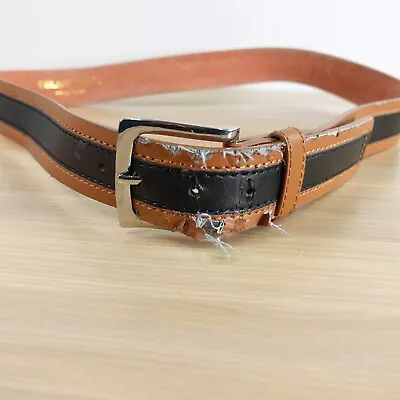 Brown Leather Belt Mens Size 40 Casual Jeans Work Dress Silver Buckle GOLD COAST • $14.88