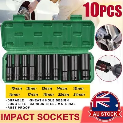 $14.99 • Buy Deep Impact 10X 1/2  Drive Socket Set Metric Garage Tool Wrench Adapter Hand Set