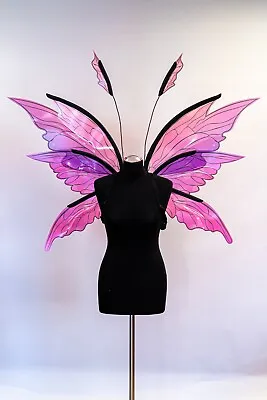 Pink Fairy Wings Costume For Adult Butterfly Elf  Cosplay Iridescent Halloween • $159.90