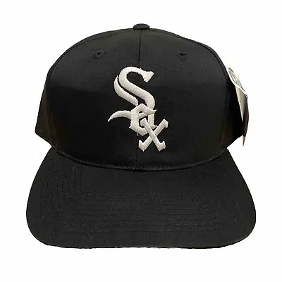 NWT VTG Chicago White Sox Hat Cap Snap Back Mens Outdoor Cap Black Plain Logo • $33.99