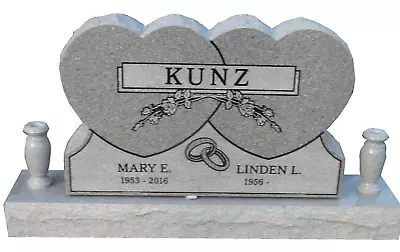 Cemetery Headstone- Connected Hearts - Includes Engraving-vases Available • $2599