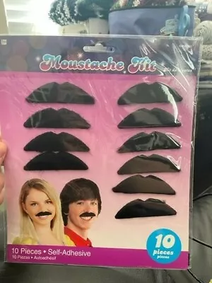 (10 Count) 70's Party Mustaches Multicolor One Size New!!! • $3