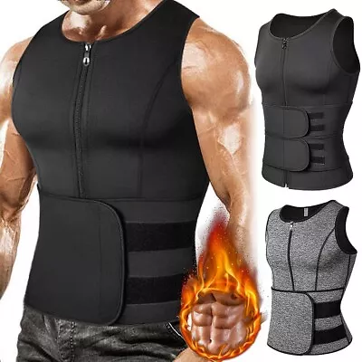£20.79 • Buy Men Sauna Suit Sweat Vest Tank Top Neoprene T-Shirt Body Shaper Waist Trainer GK