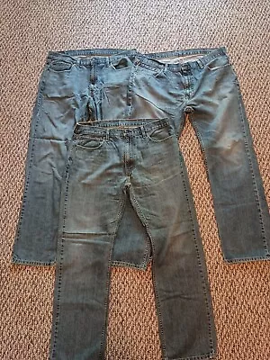 3 Pairs Vintage Levi's 559 Non-Stretch 38x34 Worn And Distressed Jeans Lot • $36