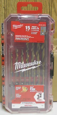 Milwaukee 48-89-4670 Shockwave Impact Duty Red Helix Titanium 15 Piece Drill Bit • $21.59