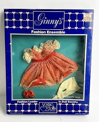 Vintage 1984 Ginny’s Fashion Vogue Toy Doll Clothes Cherry Blossom Red Dress NIB • $15.50