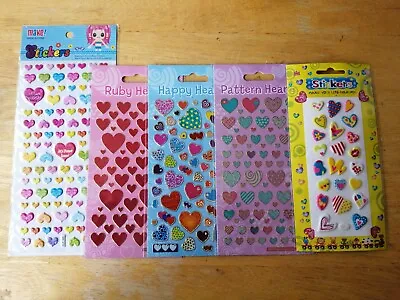 1 Pk Cute Kawaii 3d Puffy Or Shiny Heart Stickers Bright Colours Bnip Rewards • £2.15