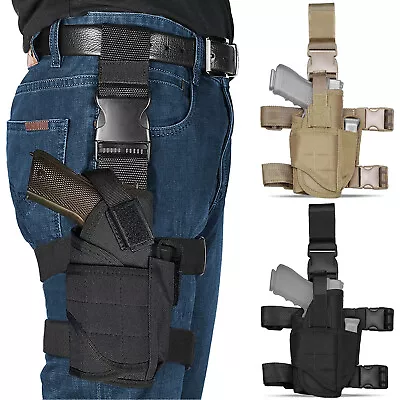 Military Drop Leg Holster Tactical Thigh Pistol Gun Pouch Right Hand Adjustable • $13.98