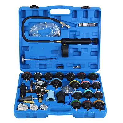 Adapter Radiator Pressure Tester Test Kit With Coolant Vacuum Purge Refill 28pcs • $68.21