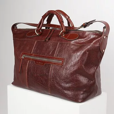 Premium Leather Bag Brown Buffalo Embossed Genuine Leather Trapeze Bag Men’s Bag • $310