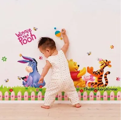 Baby Winnie The Pooh Wall Stickers Nursery Baby Kids Room Peel & Stick Decors • £6.98