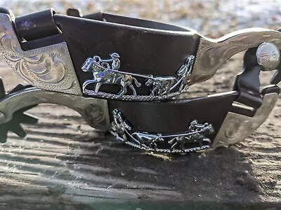 Western Spurs - Brown Iron And Silver - Team Roping Motif - Mens • $61.49