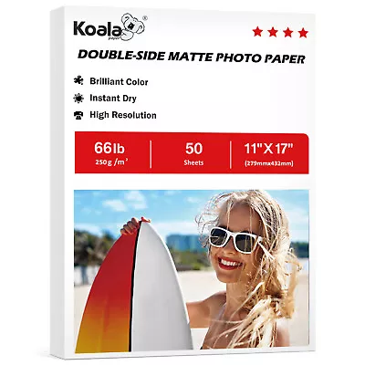 Koala Double Sided Matte Photo Paper 66lb 11 X17 Heavy Weight For Inkjet Printer • $23.99