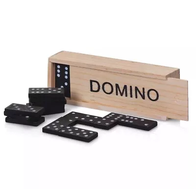 £5.99 • Buy 2 X KIDS WOODEN BOX DOMINOES SET TOY TRADITIONAL CLASSIC CHILDREN 28 DOMINO FUN