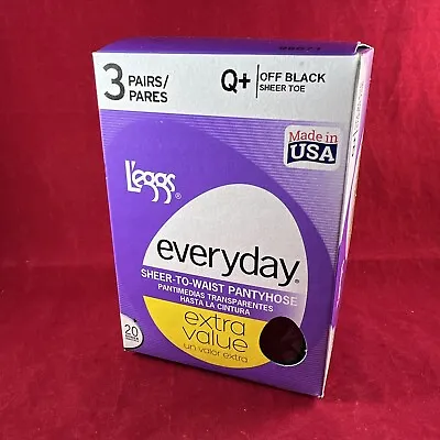 $9.14 • Buy 3 Pairs L’eggs Everyday Off Black Sheer To Waist Pantyhose Q+ Sheer Toe Leggs