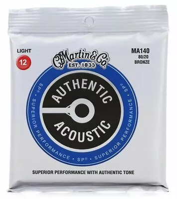 Martin MA140 Authentic Acoustic Strings - Light 80/20 Bronze 12-54 • $15.99