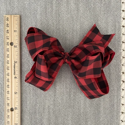 $4 • Buy Red & Black Buffalo Check Hair Bow