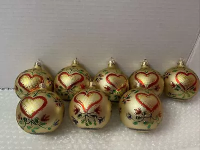 Vintage  Christmas Ornaments With A Heart Glass Lot Of 8 READ • $20