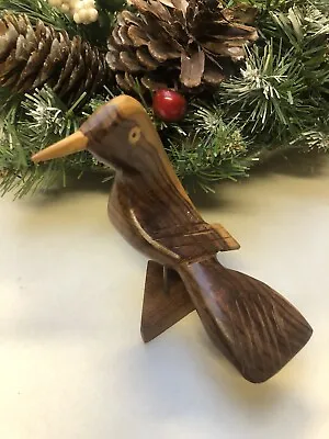 Vintage Two Tone Hand Carved Wood Folk Art Bird Approx 4.5” Tall X 4” Wide • $15.99