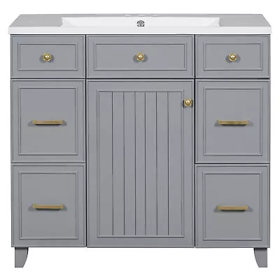 36'' Modern Bathroom Vanity With Soft Closing Door Storage Drawers Free Standing • $299.99