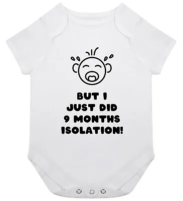 9 Months Isolation Inside Baby Grow Babygrow Gift Birth Lockdown Funny Joke • £7.95