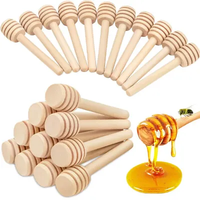 1X Wooden Honey Dipper 8 10 15CM Wood Stirring Rod Stick Spoon Dip Drizzler • £2.39