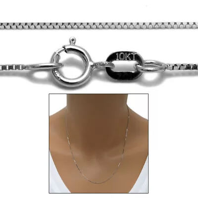 Guaranteed Genuine 10K White Gold Box Chain Necklace 0.6mm 16 -24  • $67.17