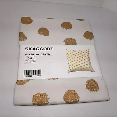 IKEA Skaggort Cushion Cover 20x20  Cotton Throw Pillow Gold Dots NEW 50 X 50 Cm • £16.79