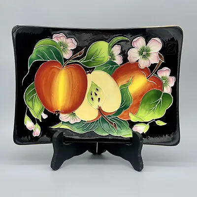 J. McCall Blue Sky  Icing On The Cake  Apples & Jewels Black Ceramic 3D Tray • $24.99