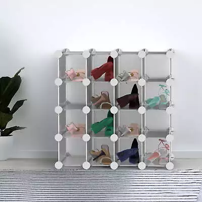 16 Cube Shelves Interlocking Modular Cubby Shelving White • $36.12