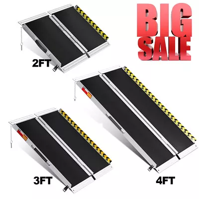 2ft 3ft 4ft AluminumFolding Wheelchair Scooter Mobility Ramp Portable 600 LB • $129.99