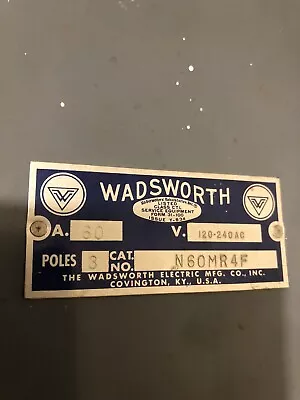Wadsworth Pull Fuse 60A Panel • $39