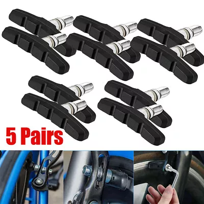 $7.59 • Buy 5 Pairs High Grade Cycling Bicycle Bike V Brake Pads 70mm Shoes Pads Black