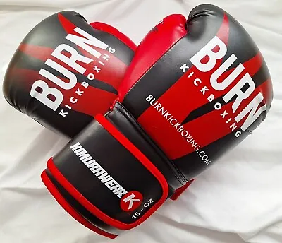 Gym Equipment-Burn Kickboxing Boxing Gloves - Black/Red 16 Ounce  • $16