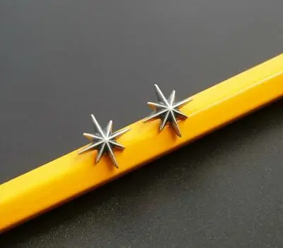 Sterling Silver Octagram Star Asterisk Starburst Tiny Small Stud Earrings Gothic • $14.95