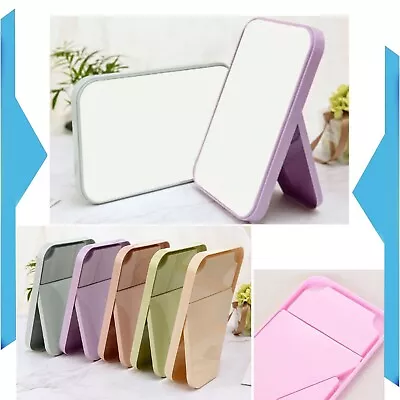 Cosmetic Square-Shape Hand Mirror Held Vanity Fold Mirror Standing Makeup Dreser • £2.92